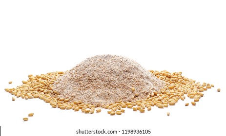 Integral Flour Pile Wheat Grains Isolated Stock Photo (Edit Now) 1198936105