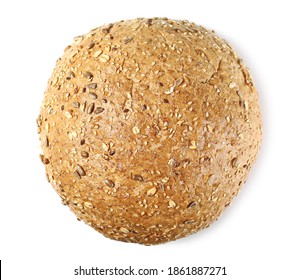 Integral rye bread loaf with sesame seeds isolated on white background, top view - Shutterstock ID 1861887271