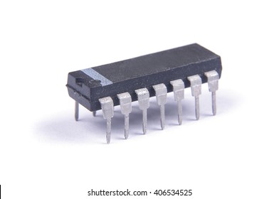 Integrated circuit in DIP package isolated on the white background