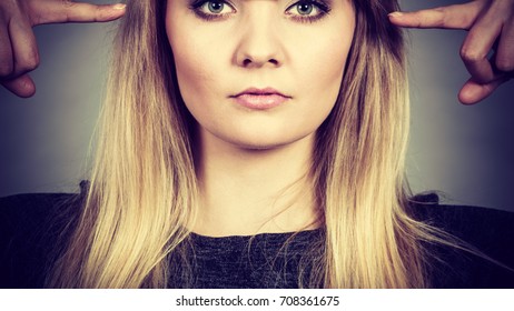 Intellectual Expressions Being Focused Concept Closeup Stock Photo ...