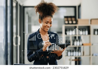 Intelligence and business analytics with key performance indicators dashboard concept.StartUp Programming as Fintech concept.Business team meeting. Photo professional investor   - Shutterstock ID 2302751829