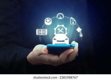 Intelligent Car App on Smartphone Concept – Smart Car Companion for Connectivity and Service Alerts. - Powered by Shutterstock