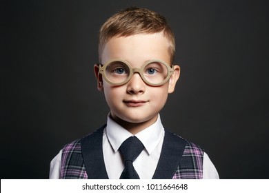 Intelligent Child Glasseslittle Boy Suit Glassesfunny Stock Photo ...