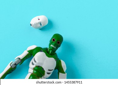 Intelligent robot face technology wear a mask