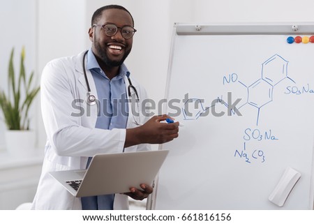 Intelligent smart chemist showing you a chemical formula