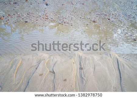 Similar – Luftpanorama-Drohne Blick auf die Meereswellen, die am felsigen Strand erdrücken.