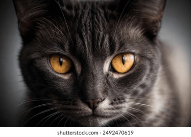 Intense Yellow-Eyed Tabby Cat Close-Up - Powered by Shutterstock
