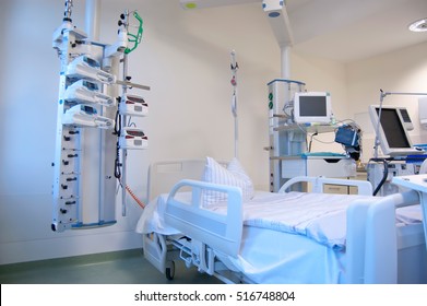Intensive care unit and trauma care unit of a hospital's emergency department. - Shutterstock ID 516748804
