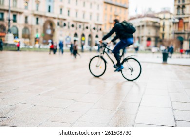 Intentional Blurred City And People Urban Milan Scene Background 