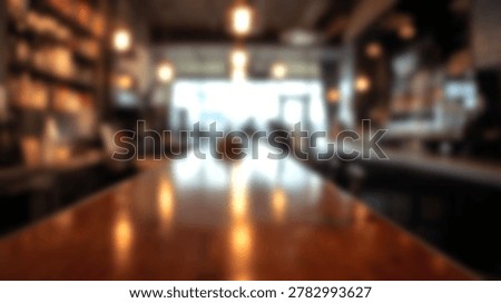 An intentionally blurred image captures the interior of a contemporary bar, featuring a long wooden bar, soft lighting, and a welcoming atmosphere.