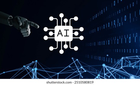 Interact with AI artificial intelligence virtual assistant chatbot in concept of AI artificial intelligence prompt engineering,AI deep learning to use generative AI for work support.