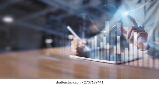 Interactive Data Analysis and Business Chart Visualization on Virtual Screen.