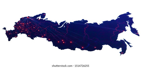 Interactive map of Russia. Abstract background