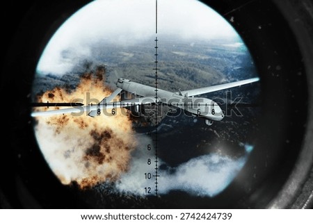 Intercepted drone destroyed by explosion after air defense guidance.