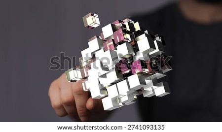 Interconnected Cubes: Digital Network Concept