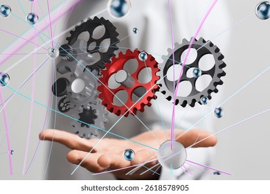 Interconnected Gears: Network Technology Concept