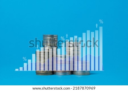 interest rate and dividend concept. return on stocks and mutual funds, long term investment for retirement.