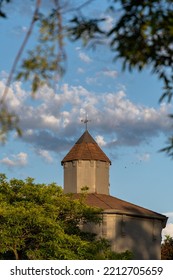 Interesting Building With Weather Vane In White Bear Lake, Minnesota USA
