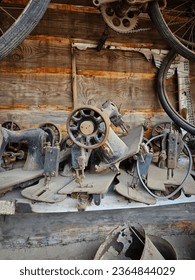 An interesting collection of old metal objects from different eras in a scrapyard near Wałbrzych, Poland.