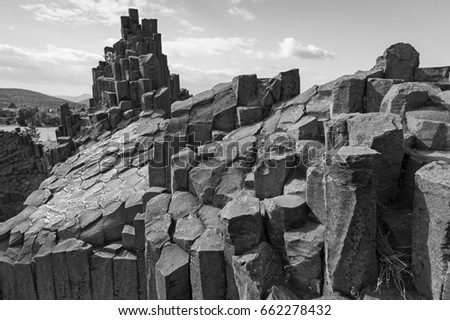 Similar – Image, Stock Photo Volcanic Rock Formations with Rock Pools at a Coastal Location