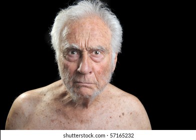 Interesting Portrait of an angry senior Man