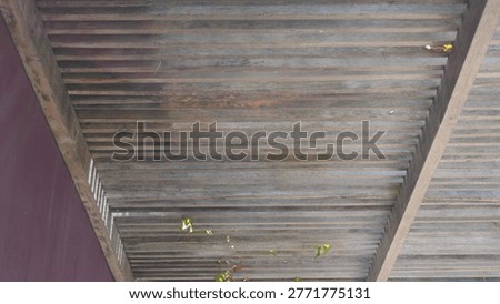 Interesting shadow patterns of the wooden backyard garden roof.