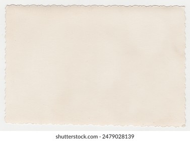 Interesting texture of old paper, darkened by time, with curly edges on a white background. Unique vintage texture of old paper about 60-70 years old.