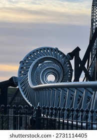 Interesting view of a rollercoaster 