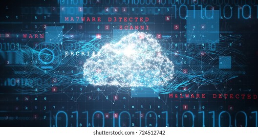 interface against cloud and malware detected on binary background