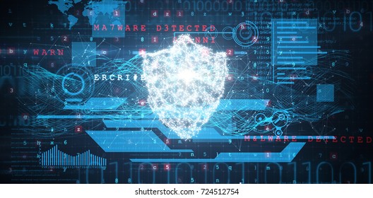 interface against shield and malware detected on binary background
