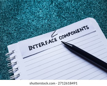 Interface components writting on blue background. 