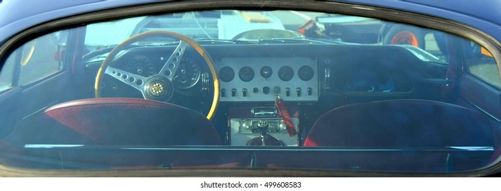 Interio View Of A Vintage Car Framed By Rear Window