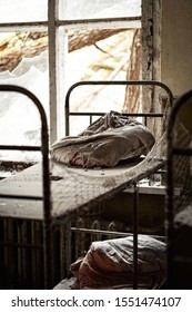 Interior Of Abandoned Buildings In The Empty Ghost Town Of Pripyat Near The Chernobyl Nuclear Reactor During Autumn (Kiew, Ukraine, Europe)