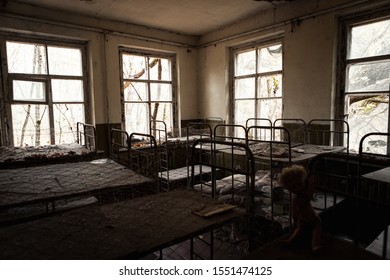 Interior Of Abandoned Buildings In The Empty Ghost Town Of Pripyat Near The Chernobyl Nuclear Reactor During Autumn (Kiew, Ukraine, Europe)