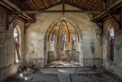 The Interior Of An Abandoned Church