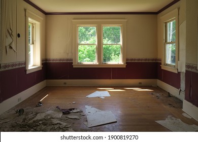 Interior of an abandoned and neglected home. Natural light.