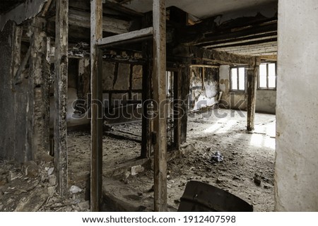 Interior abandoned town house, construction and architecture, urbex