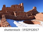 the interior of the ancient san gregorio de abo ruins in the salinas pueblo missions national monument on a sunny winter day near mountainair, new mexico