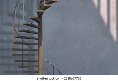 Interior architecture background of the old metal spiral staircase on concrete loft wall inside of vintage living room  - Powered by Shutterstock