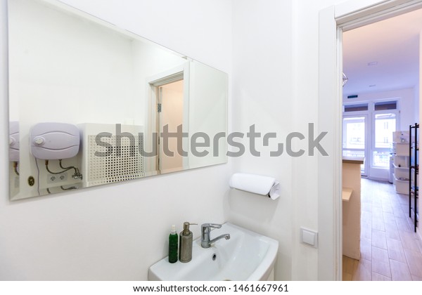 Interior Bathroom Disabled Elderly People Handrail Stock