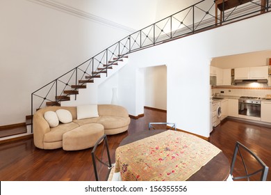 Interior, beautiful apartment, room, sofa view