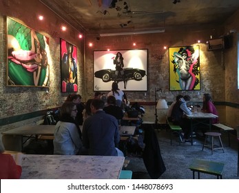 Interior Of The Beautiful, Historical, Famous Building At Budapest Hungary. April 2018. Szimpla Kert Bar Desing.