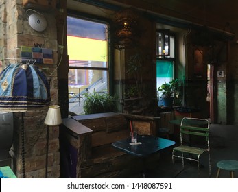 Interior Of The Beautiful, Historical, Famous Building At Budapest Hungary. April 2018. Szimpla Kert Bar Desing.