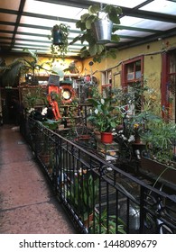 Interior Of The Beautiful, Historical, Famous Building At Budapest Hungary. April 2018. Szimpla Kert Bar Desing.