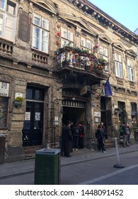 Interior Of The Beautiful, Historical, Famous Building At Budapest Hungary. April 2018. Szimpla Kert Bar Desing.