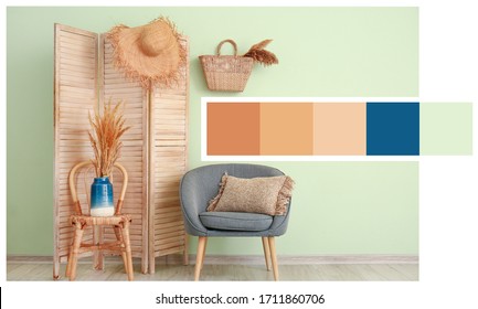 Interior of beautiful modern living room. Different color patterns - Shutterstock ID 1711860706