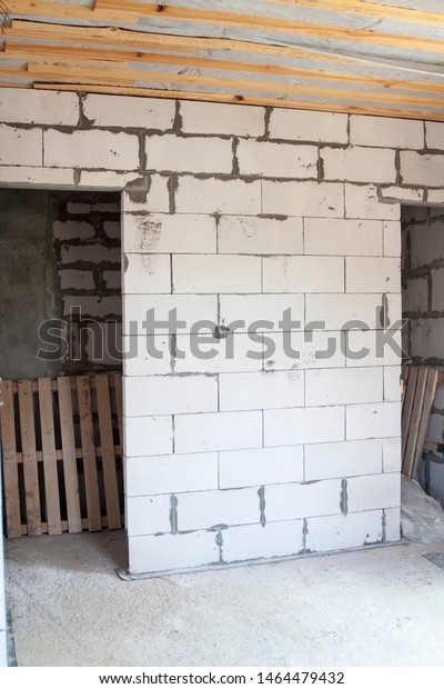 Interior Bedroom Under Construction Niche Wardrobe Stock Photo