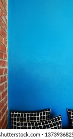 Interior with blue wall for background