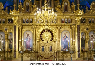 Interior Of Bulgarian Orthodox Church. - 23.01.2020 Balat, Istanbul, Turkey.