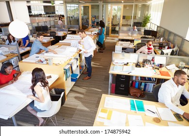 Interior Of Busy Modern Open Plan Office